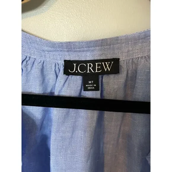 J.Crew Tall Cabana dress in linen blue women’s‎ medium tall - Picture 6 of 13